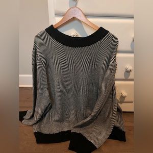 Black and White Herringbone Sweater